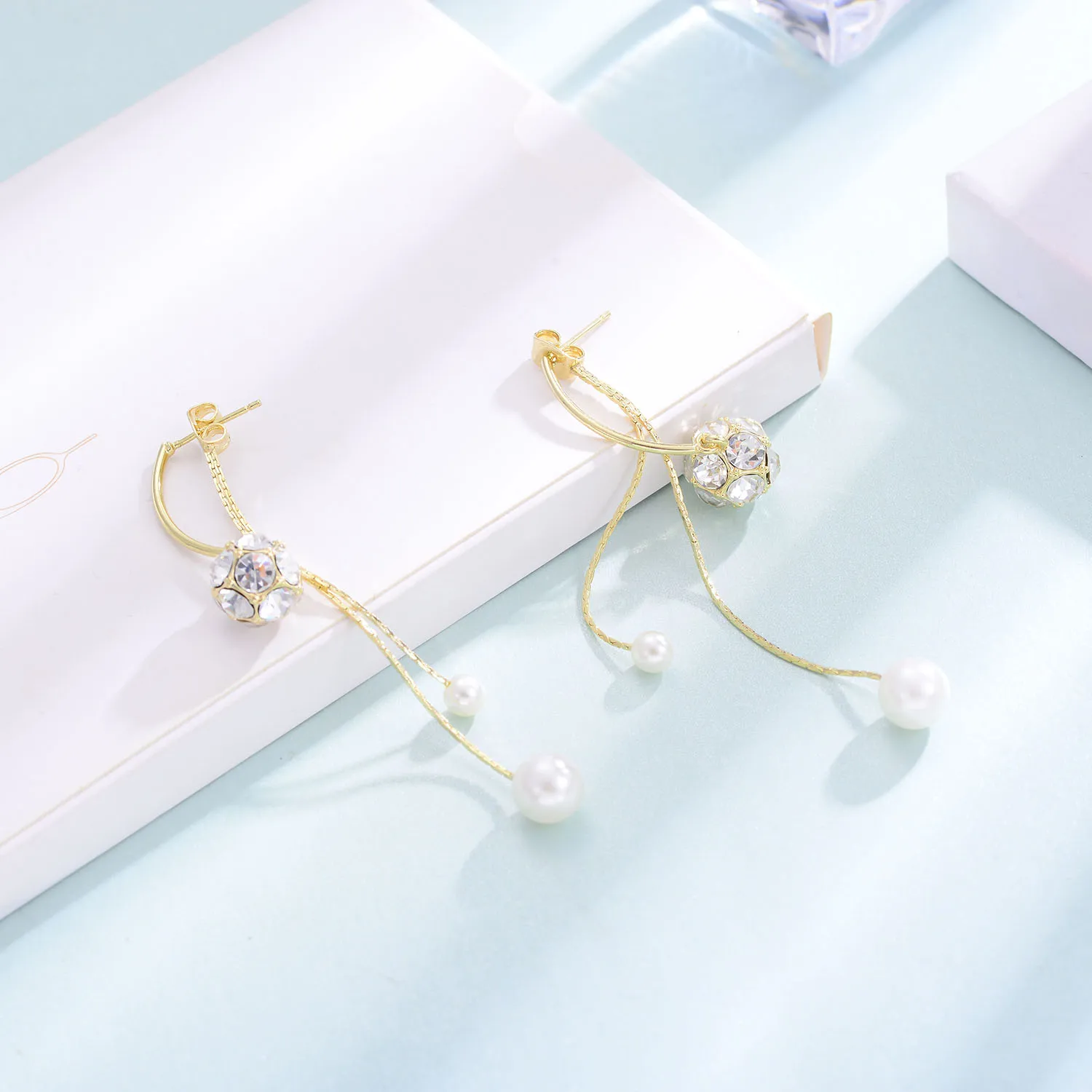 Богемные стеклянные жемчужные циркониевые висячие серьги новые медные длинные с