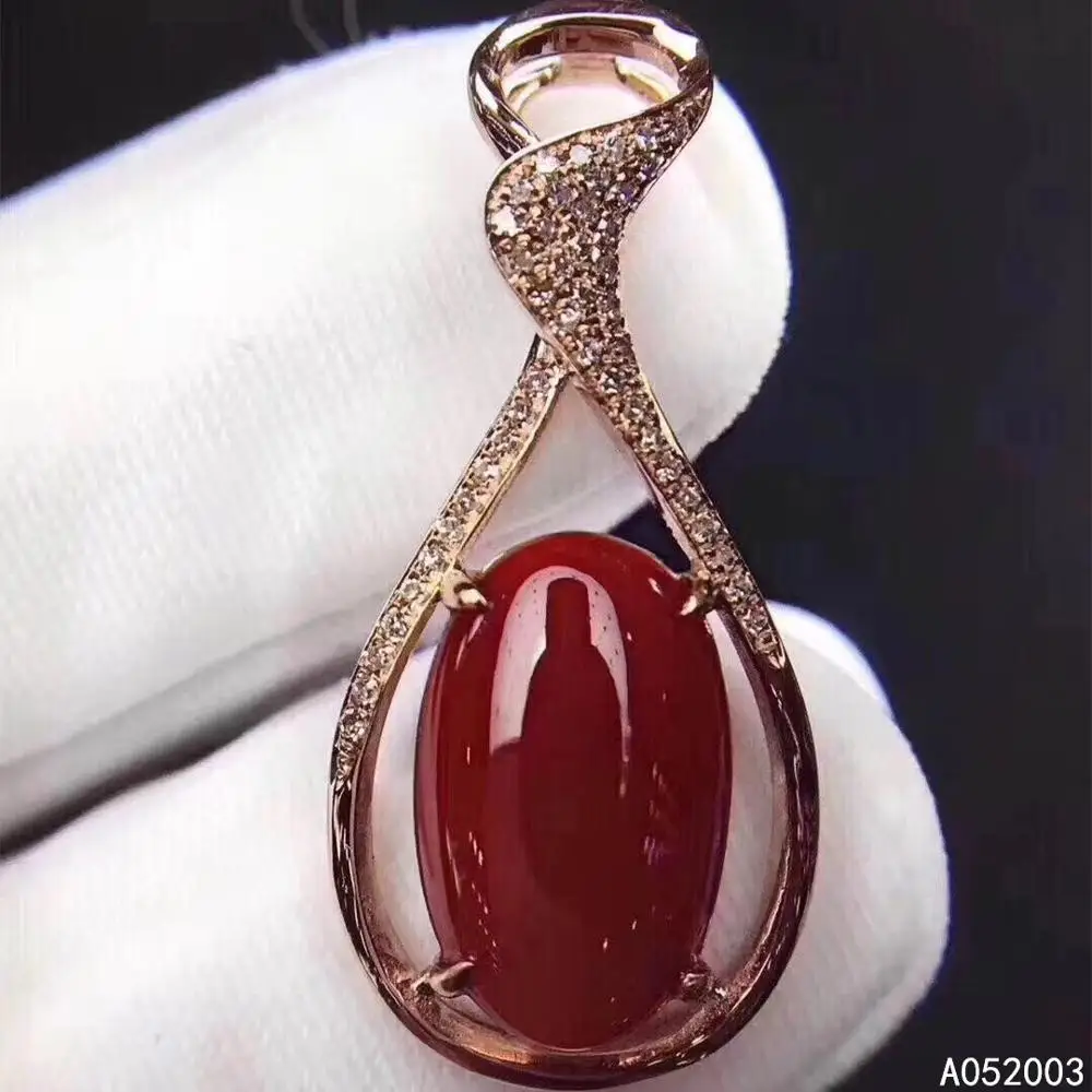 

KJJEAXCMY Fine Jewelry 925 Sterling Silver Inlaid Natural Red Coral Female Miss Pendant Necklace Elegant Support Test