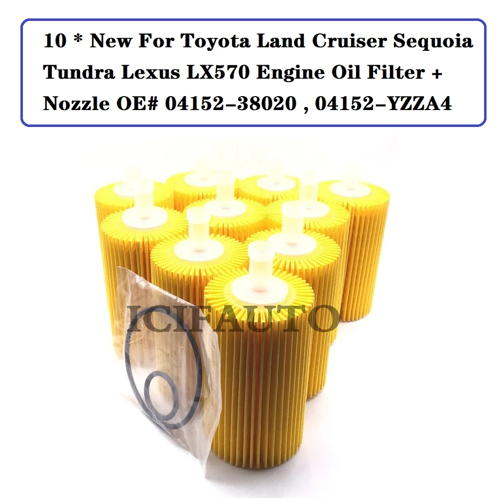 

10 * Новый масляный фильтр двигателя Toyota Land Cruiser Sequoia Tundra Lexus LX570 + сопло OE #04152-38020, 04152-YZZA4