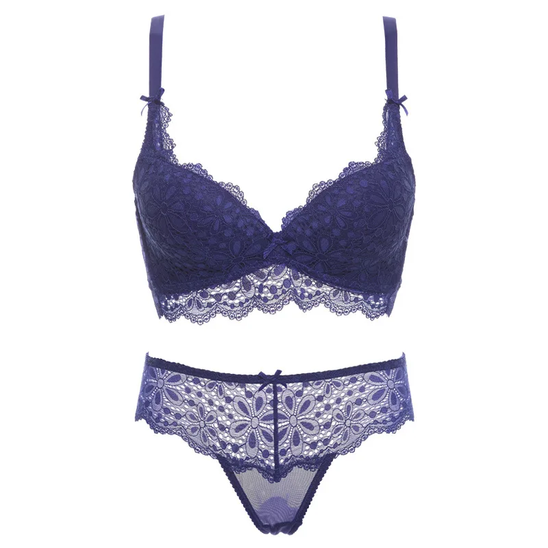 

Embroidered Wireless Cup Bra Wireless Cup Underwear Thickened Cup Embroidery Lace Comfortable Back Shaping Bra Set