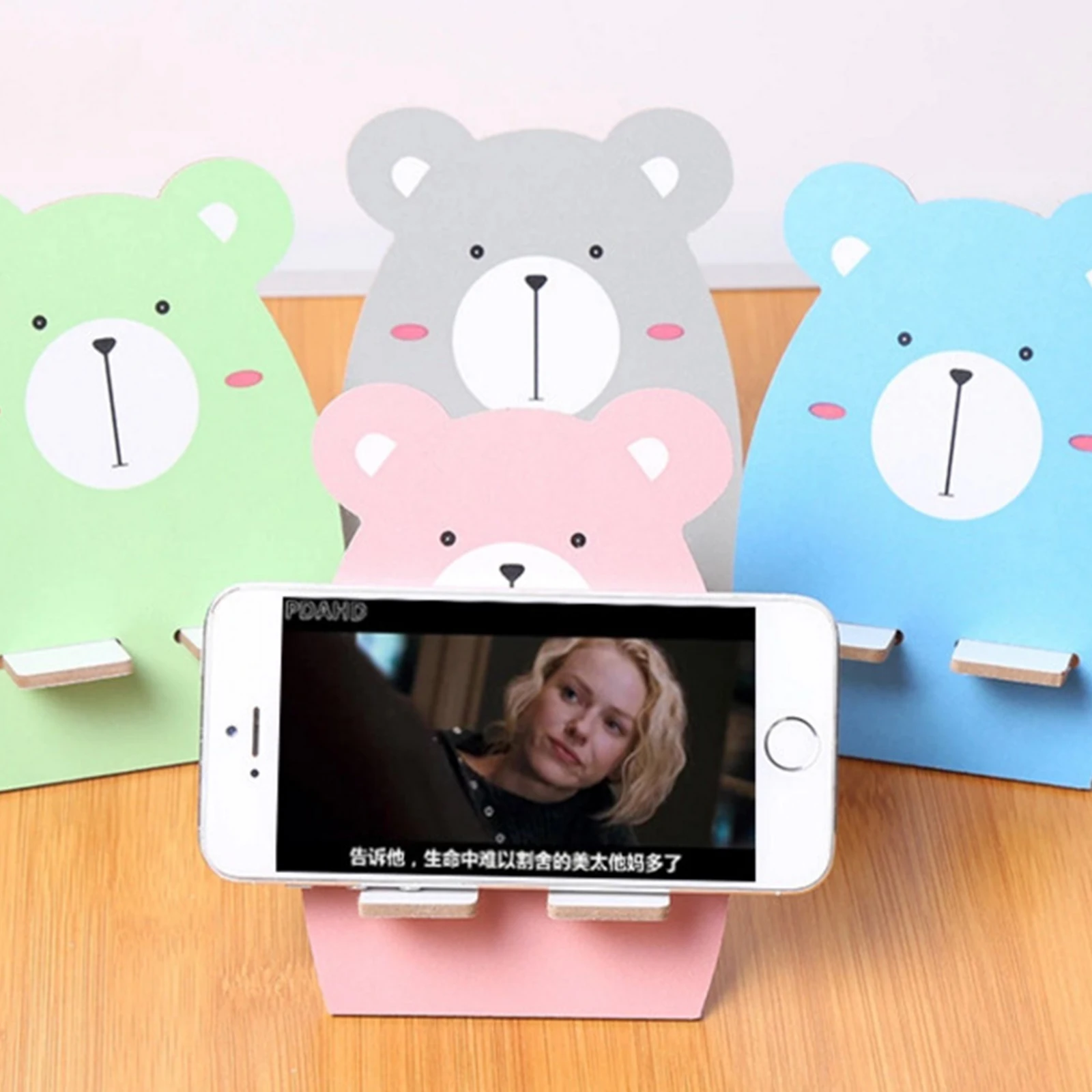 С рисунками зверей из мультфильмов для мобильного телефона держатель Деревянный