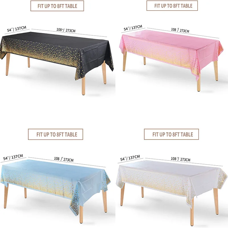 

137*273 cm Large Disposable Tablecloths blue Fit up to 8ft Table Birthday Party Wedding Gender reveal bridal shower Decorations