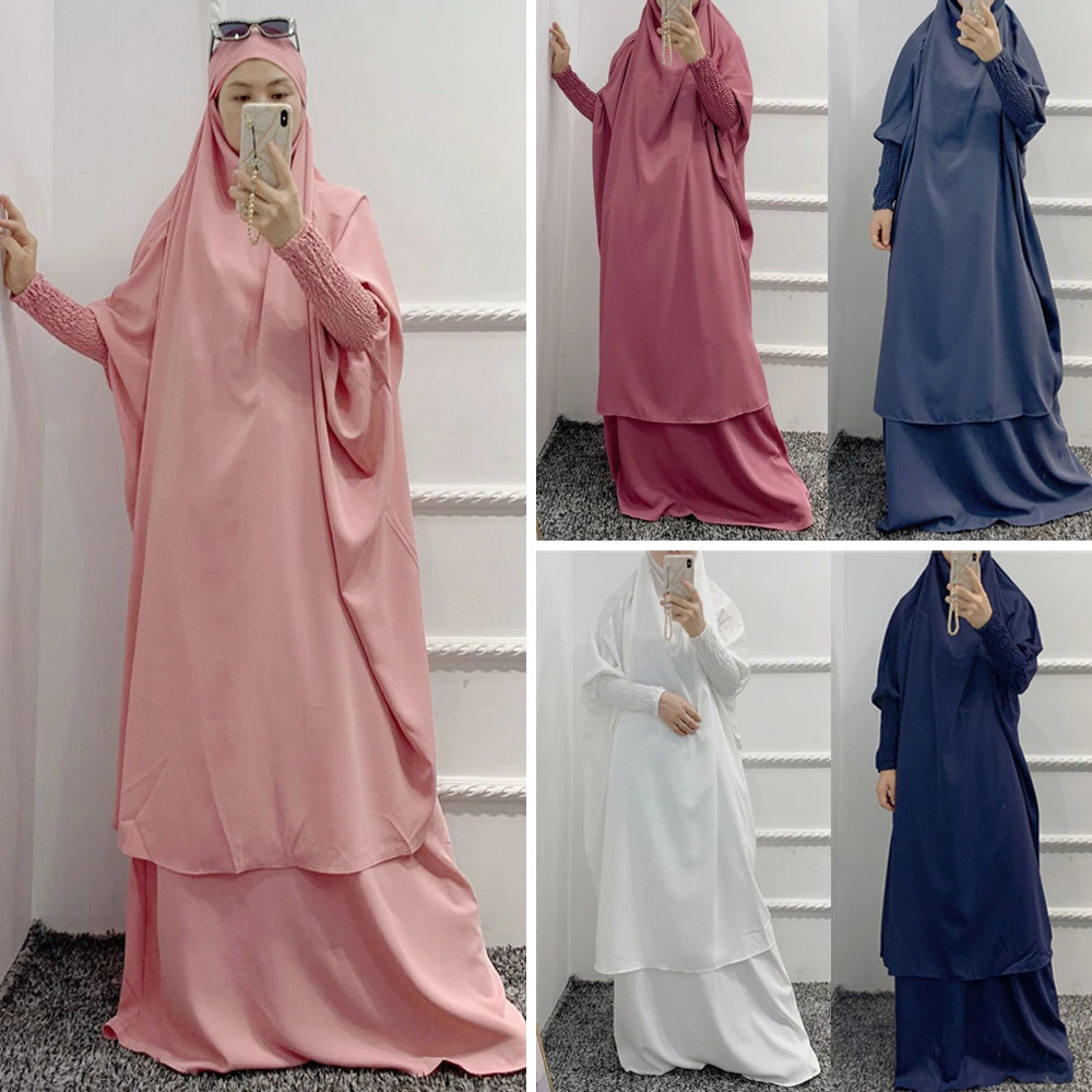 Комплект из 2 предметов, мусульманская женская молитвенная одежда, ИД химар джилбаб, мусульманская Абая, платье, кафтан, арабский халат, плат...
