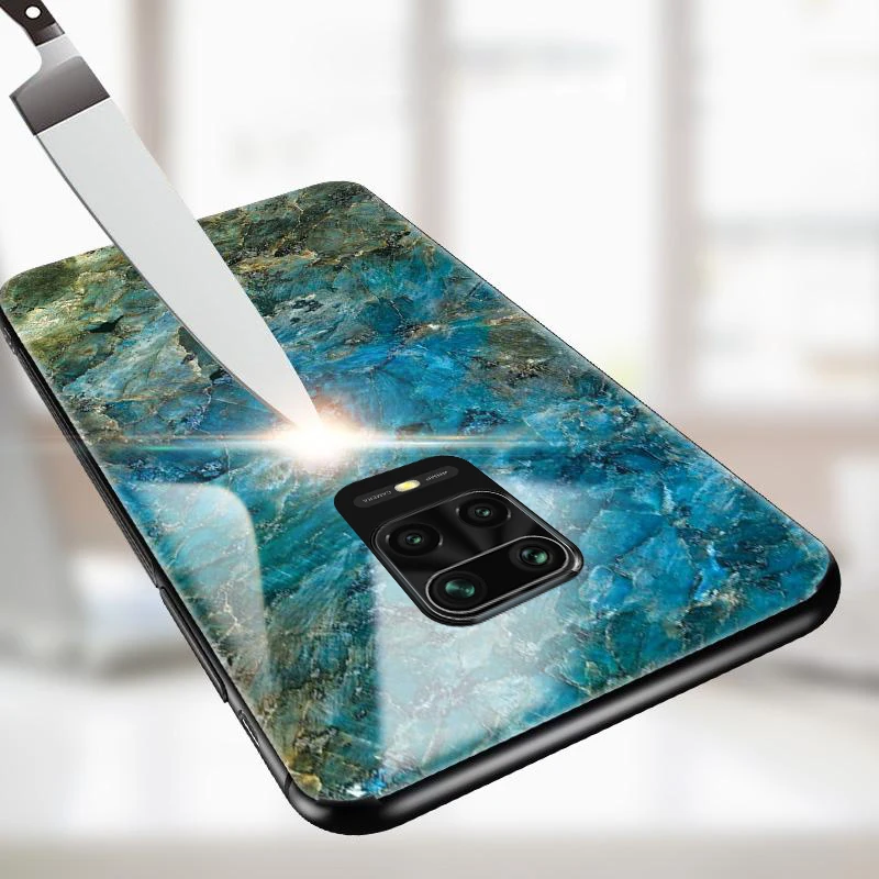 Сияния для Redmi Note 9S чехол закаленное стекло Мягкий силиконовый с рамкой мраморным