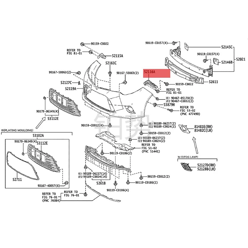 Автомобильный передний бампер левый боковой кронштейн 2014-toy ot aLE VIN HYB RID 1.6E