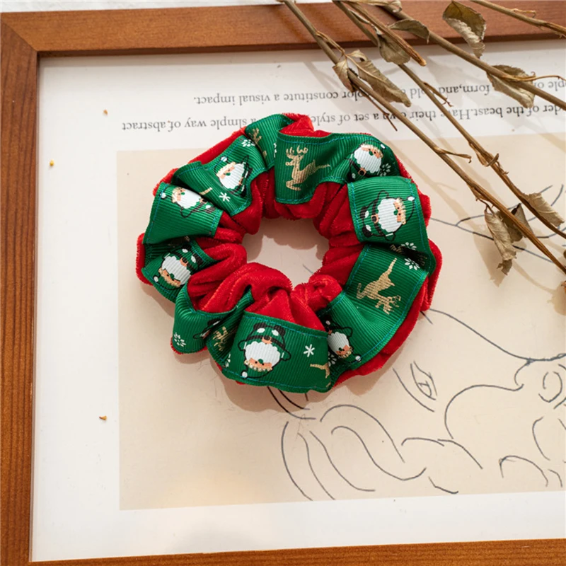

1PCS New Scrunchies Christmas Gum Hair Tie For Women Girls Velvet Elastic Hair bands Ponytail Hold Hair Accessories