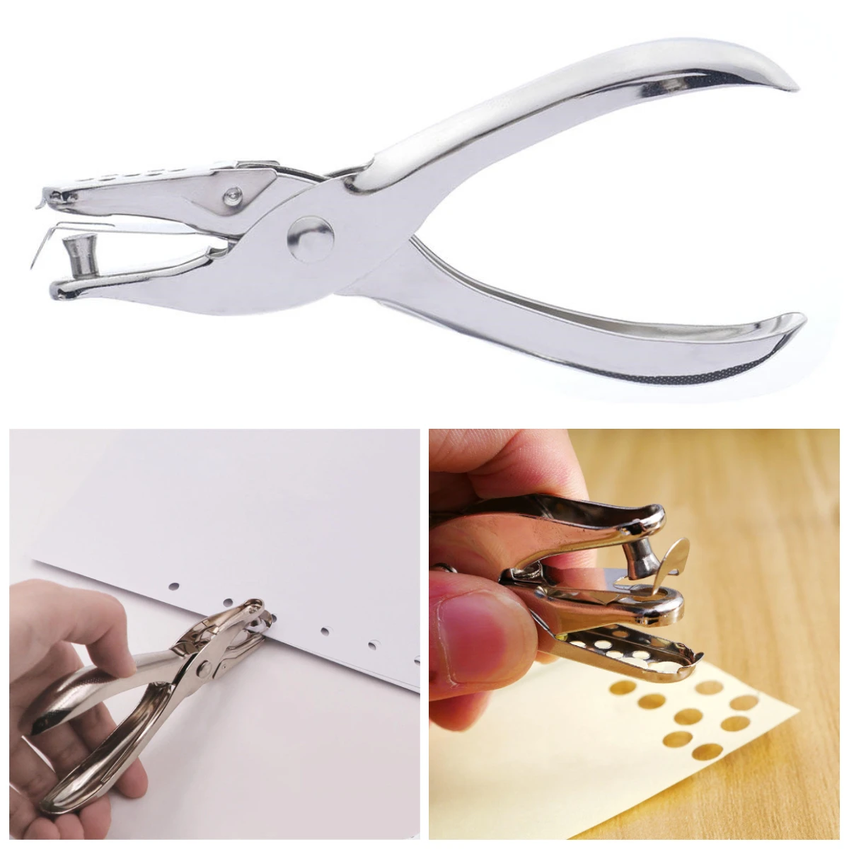 

1Pc Metal 3/6mm Pore Diameter Punch Pliers Single Hole Puncher Hand Paper Scrapbooking Punches 1-8 Pages Paper Hole Puncher