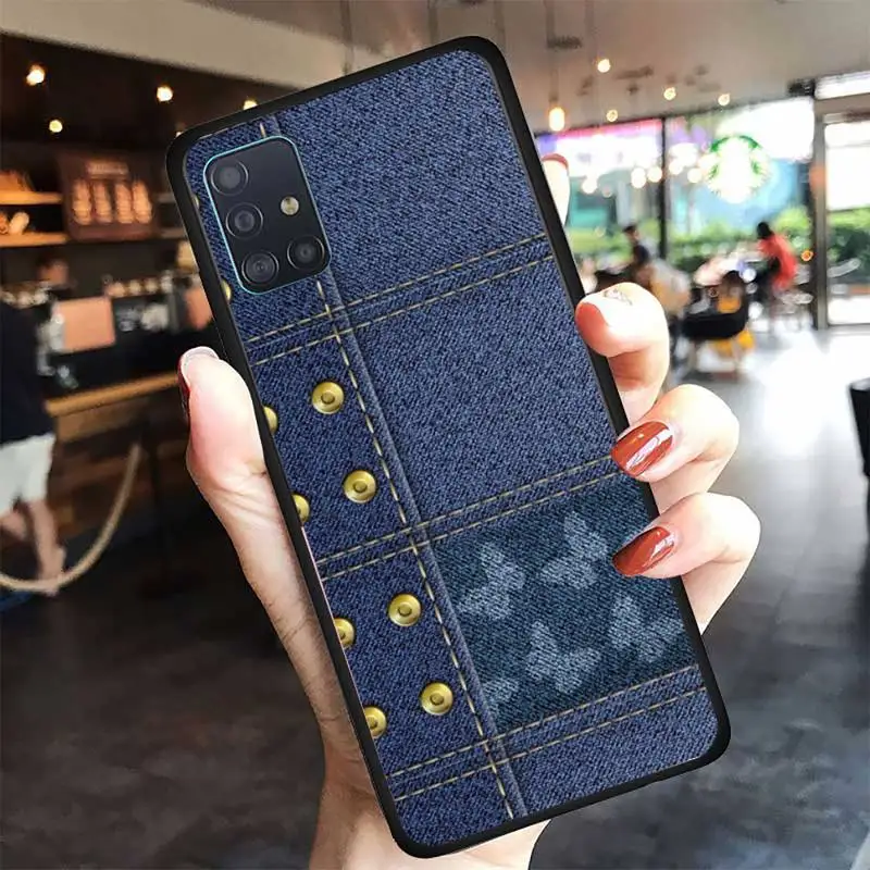 

Yinuoda Jeans Style Blue Denim Phone Case For Samsung A6 A7 A8 A10 A11 A20 A21 A30 A31 A40 A50 A70 A80 A91 Plus S E Cover