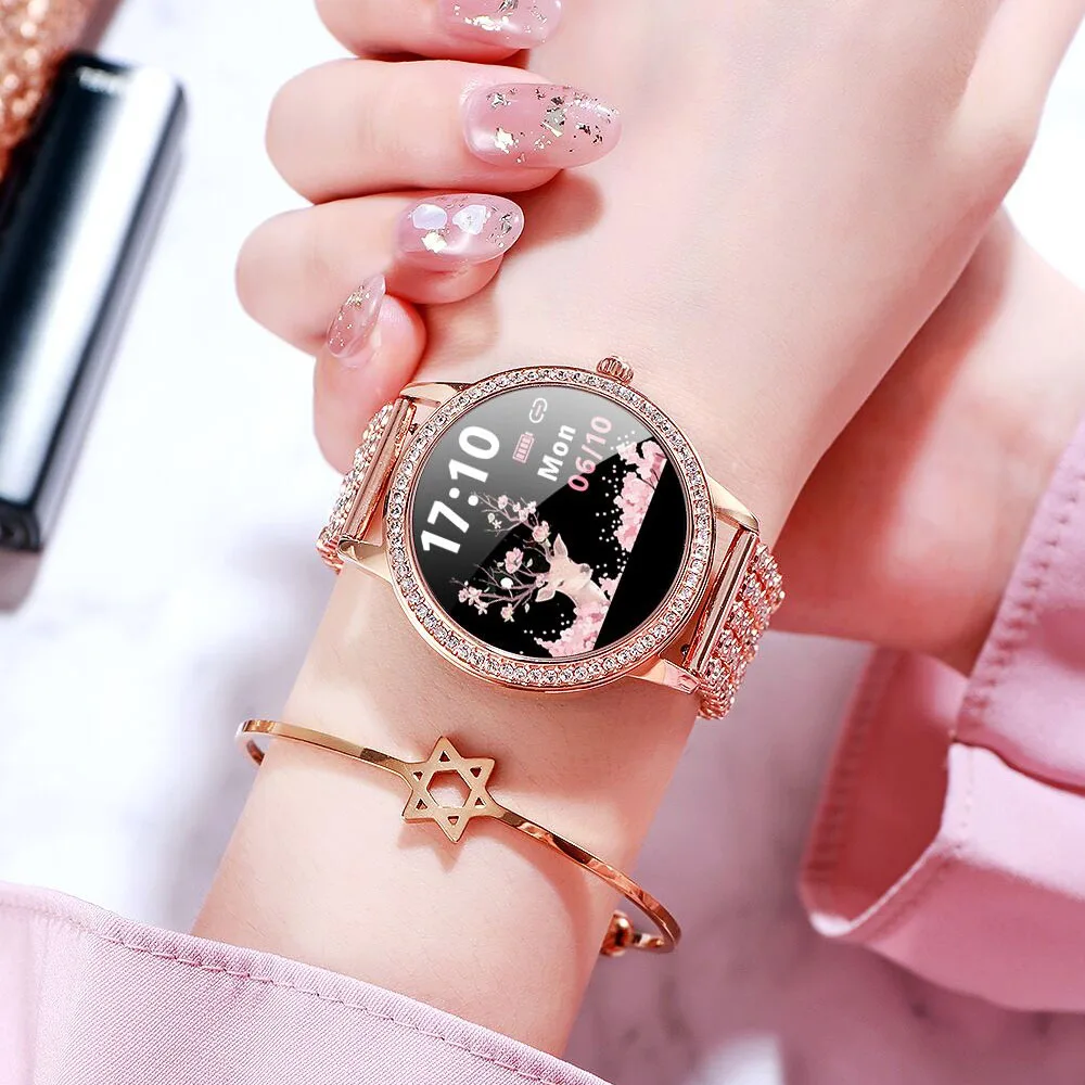 Diamond-studded Smart Watch 2021 Women Lovely LW20 Smartwatch IP68 Waterproof Bracelet Heart Rate Steel Watches Gift For Lover