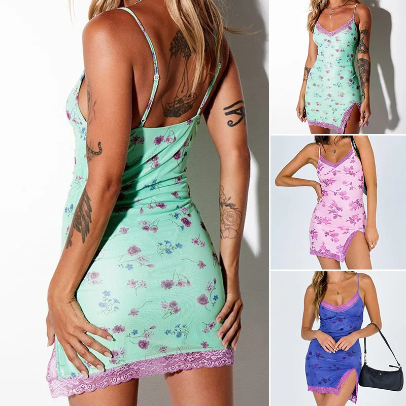 

Bodycon dress 2020 Summer Women's New Printed Stretch Sexy Mesh Sleeveless Dress Women Three Colors women dress vestidos