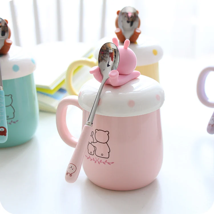 Творческий модный мультфильм керамические кружки милая пара чашка кофе кружка