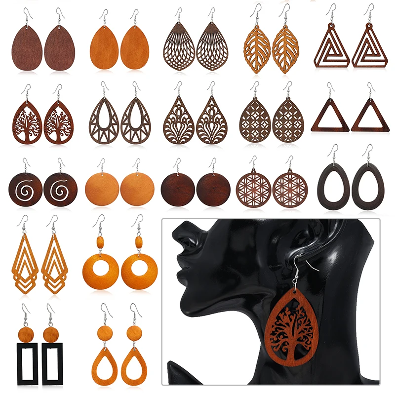 

Женские серьги-подвески из Искусственного Дерева, 1 пара