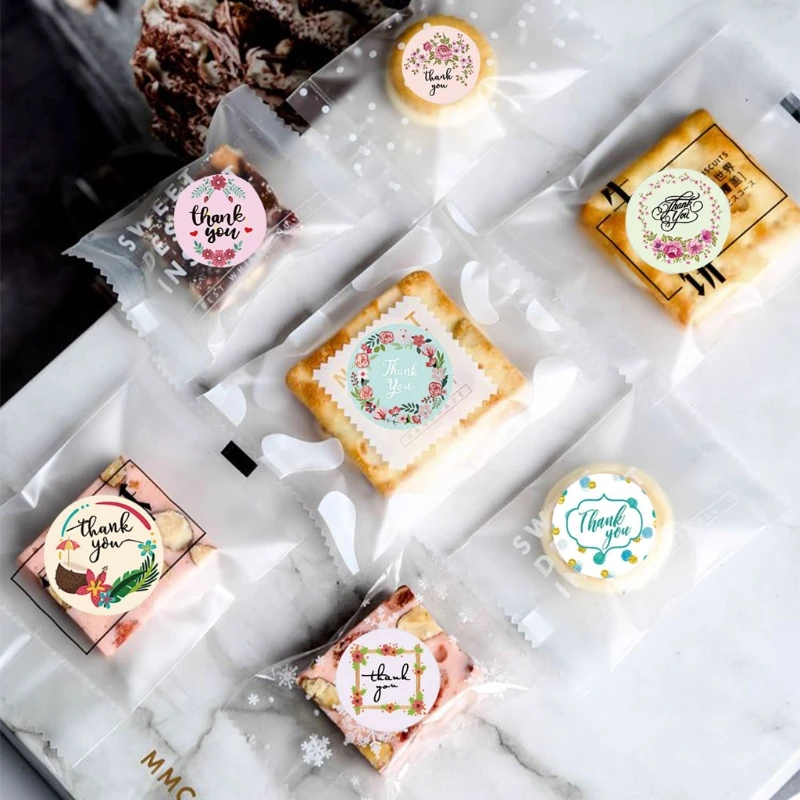 

500pcs Round Labels Flower Thank You Packaging Stickers for Candy Gift Box Bag 23GB