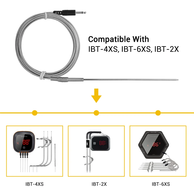 

Inkbird 59” Ultra Fine Probe Food Grade Stainless Steel Replacement Probe for IBT-2X IBT-4XS&6XS Meat Thermometer(1 Meat Probe)