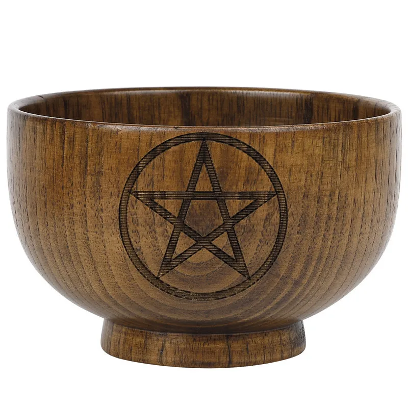 

Pentacle Altar Bowl Wood Pentagram Moon Bowls Tableware Ceremony Divination Astrological Tool Witchcraft Prop Witch Supplies