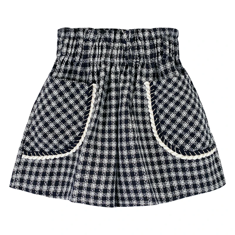 

2021 New Fashion Casual Plaid Women Shorts Autumn Winter Short Pants Female Big Pockets Wide Leg Shorts Ladies Bottoms KZ977