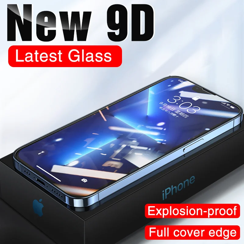 

New 9D Full Cover Protective Glass On For iPhone 11 12 Pro Max Exclusive Tempered Film For Apple 12 Mini Glass Screen Protector
