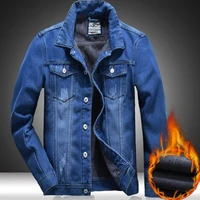 winter mens thick warm fleece denim jacket solid man high quality solid casual blue jeans coat clothes outwear plus size 4xl