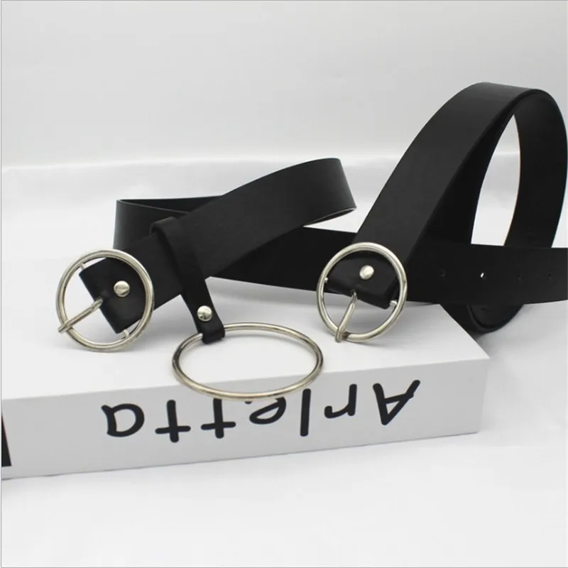 Пояс женский с золотистой пряжкой в виде большого кольца|Женские ремни| |