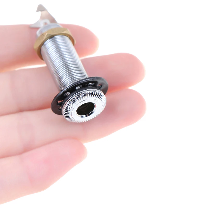 

Silver Brass 3 Prongs Electric Input/Output Mono Activel Long Threaded Jack Guitar Bass Socket