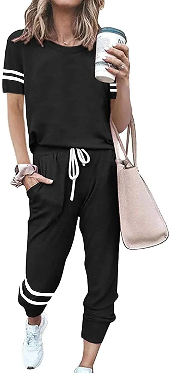 

Women’s Two Piece Outfits Casual Tracksuits Short Sleeve Sweatsuits With Pockets
