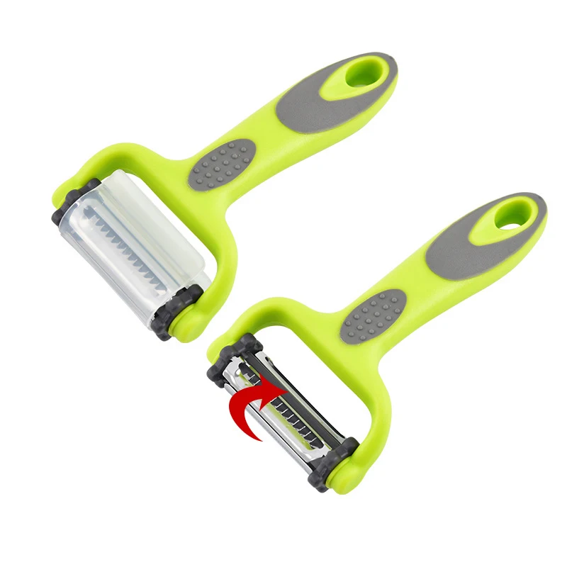

Three-in-one Multifunction Practical Kitchen Peeler Knife Double Side Gadget Vegetable Fruit Parer Slicer Cutter Shredder Peeler