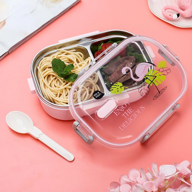 

Keep Warm Food Container Portable Japanese Lunch Box With Compartments Tableware 304 Stainless Steel Kids Bento Box