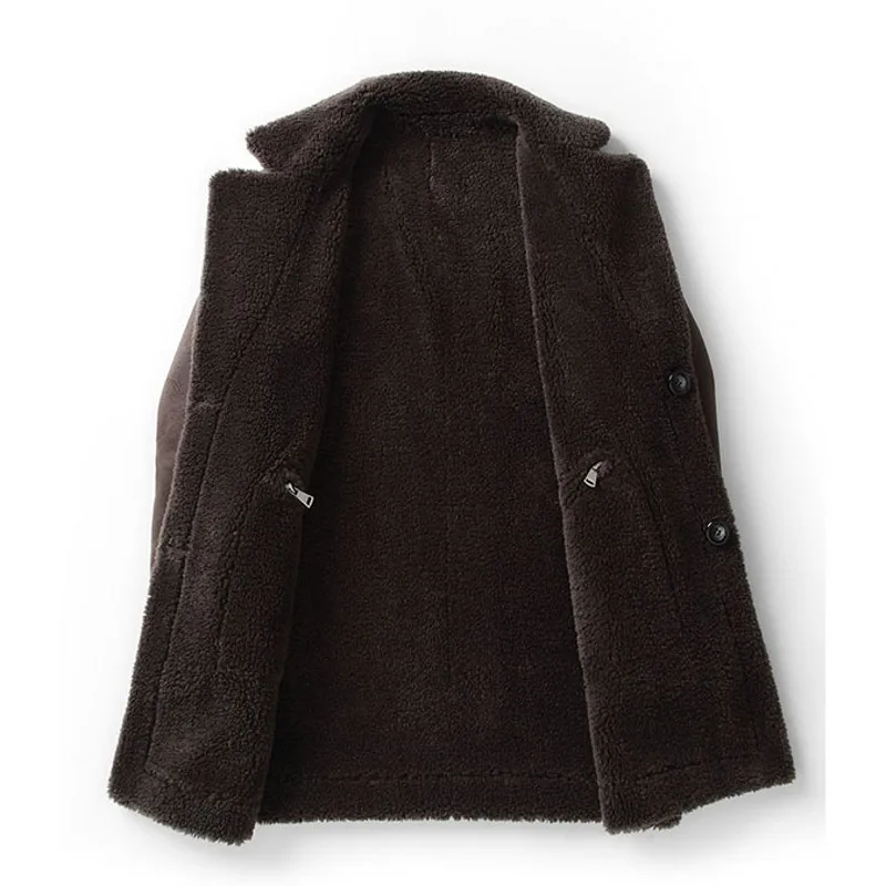 

Brand Luxury Winter Thick Warm Long Coat Mens Fashion Real Fur Lapel Collar Coat Male Single Breasted Pocket Outerwear M-5XL