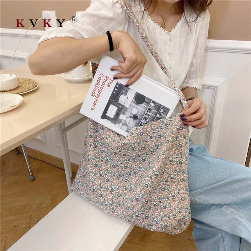 Корейская маленькая Холщовая Сумка Ins Girl с цветочным принтом Студенческая