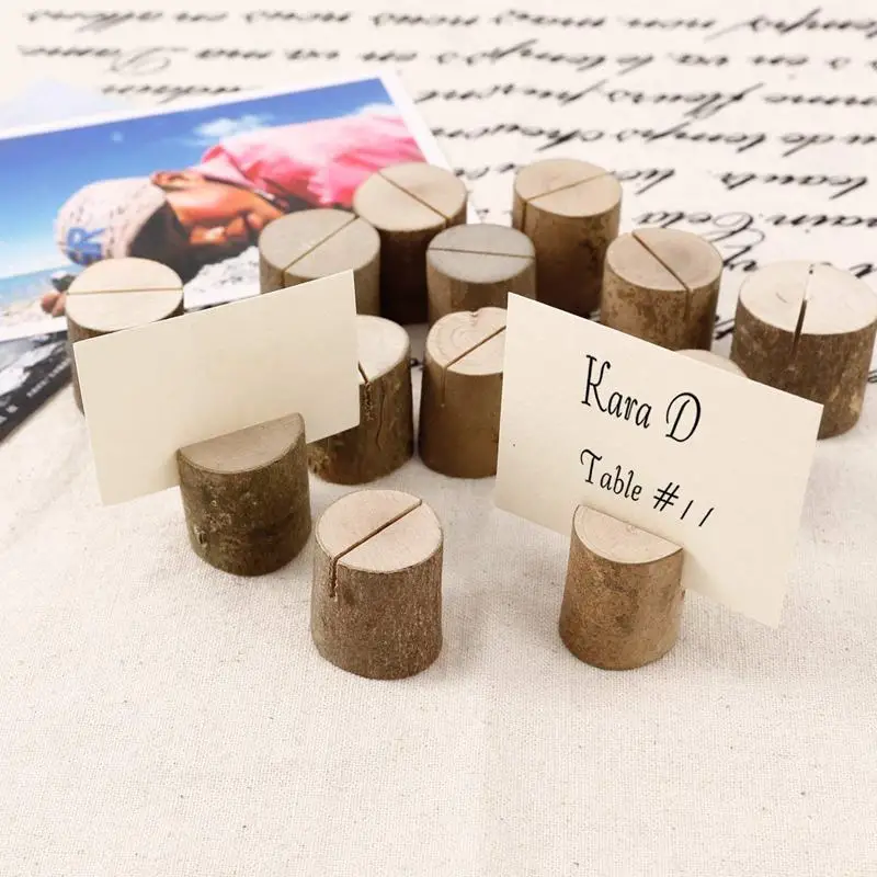 New Rustic Real Wood Base Wedding Table Name Number Holder Party Decoration Card Holders Picture Memo Clip Note Photo Holde | Дом и сад