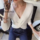 Dabuwawa сексуальный вязаный женский свитер с перекрестной шнуровкой, однотонные пуловеры с длинным рукавом, женская уличная одежда для вечерние на осень и зиму DT1DKT022