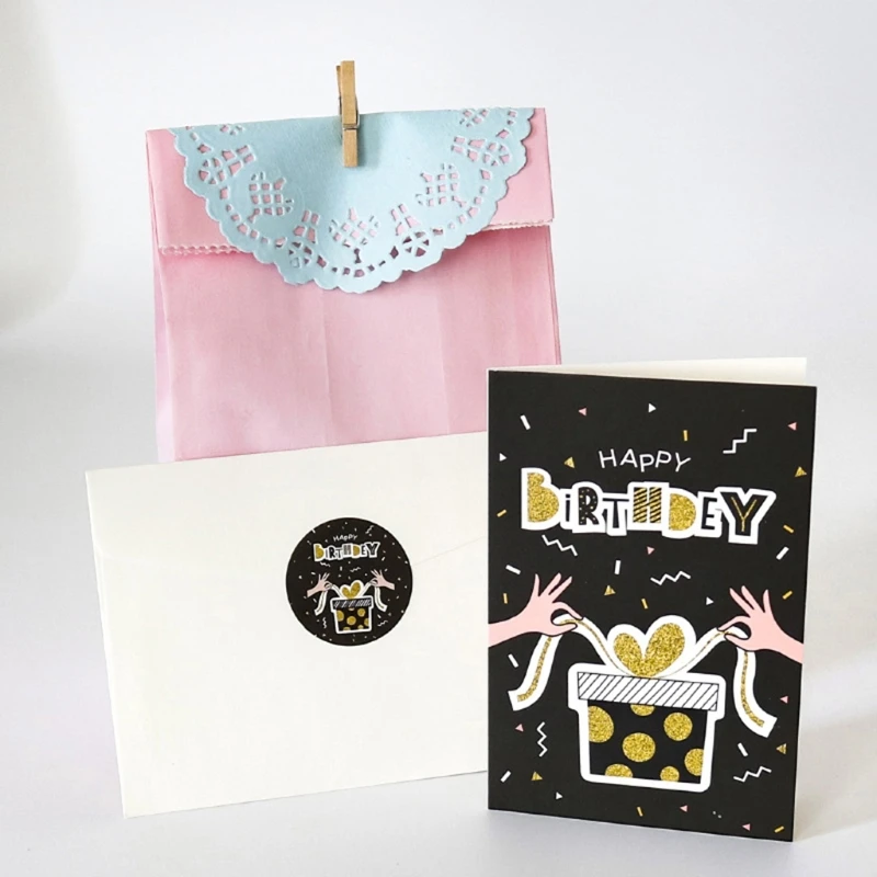 

30 Sets Happy Birthday Greeting Cards Paper Envelopes Seal Sticker Party Decor