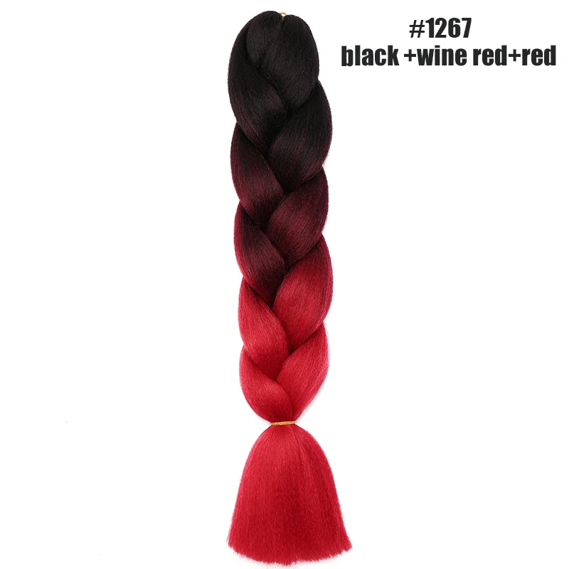 #22 Benahair, 24 дюйма, огромные косички, длинные, Омбре, Джамбо, синтетические косички, вязанные волосы, розовый, фиолетовый, синий, красный, наращивание волос, африканские для женщин - Цвет: #22