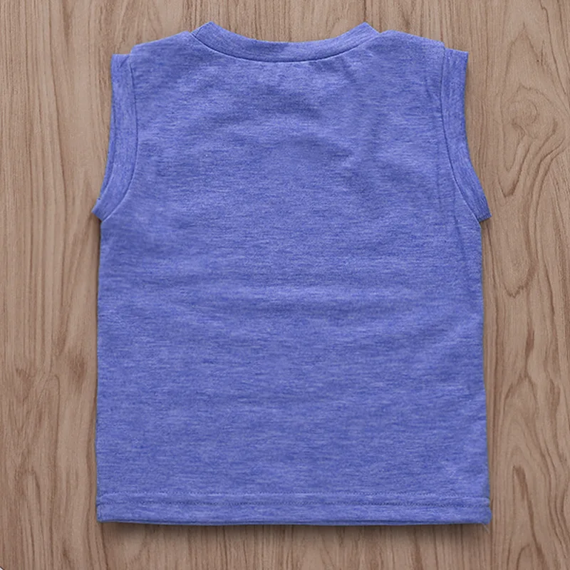 Летние топы для мальчиков футболка без рукавов повседневная синяя с надписью Sun