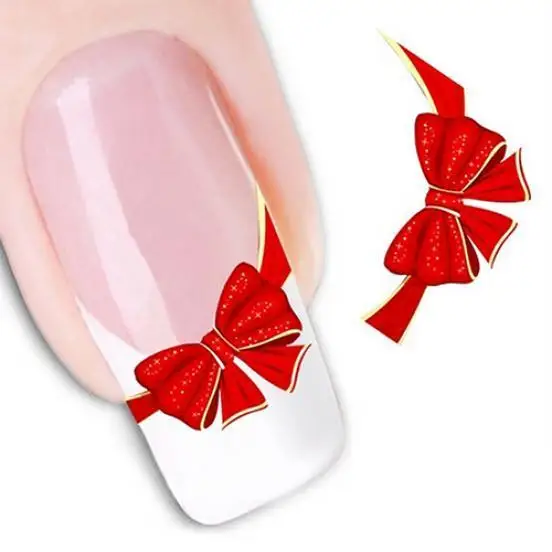 

2 Sheets Nail Art Sticker Red Ribbon Bow Nail Wraps Manicures Stickers DIY Nail Supplies Removable Manicure Decal Wholesale