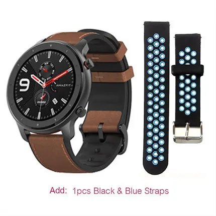 Alloy add blackblue Глобальная версия Amazfit GTR 47 мм Huami Смарт-часы 5ATM водонепроницаемые 24 дня батарея gps управление музыкой Поддержка Android IOS - Цвет: Alloy add blackblue
