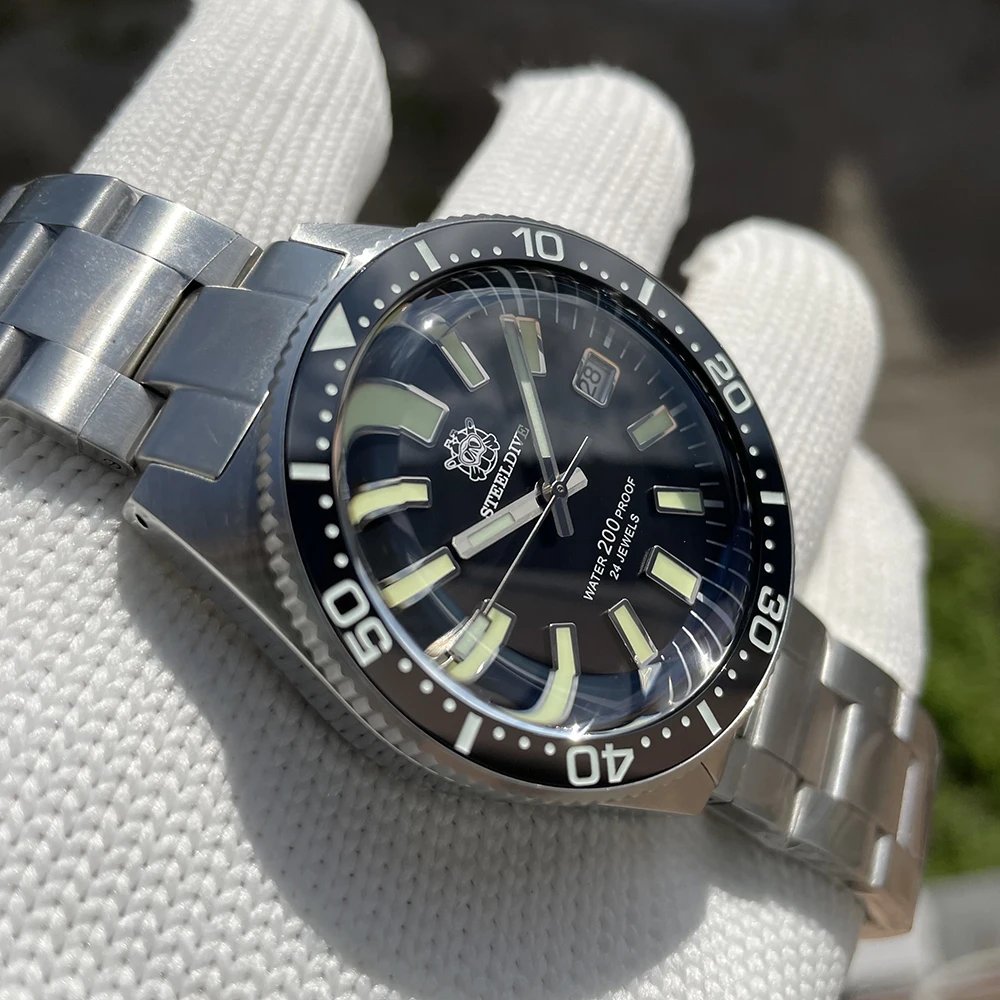 Мужские автоматические механические часы-браслет STEELDIVE 62mas V4 41 мм с датой 20 бар -