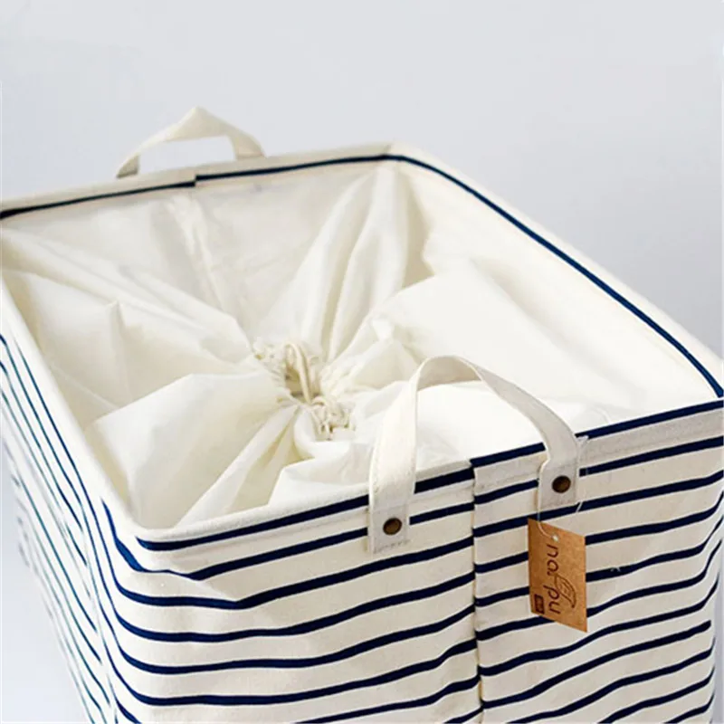 S/M/L хлопковая корзина для хранения в синюю полоску сумки детей игрушек грязной