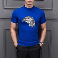 autumn mens sweater fashion knit t shirt hot style eagle pullover solid color youth cashmere short sleeve casual