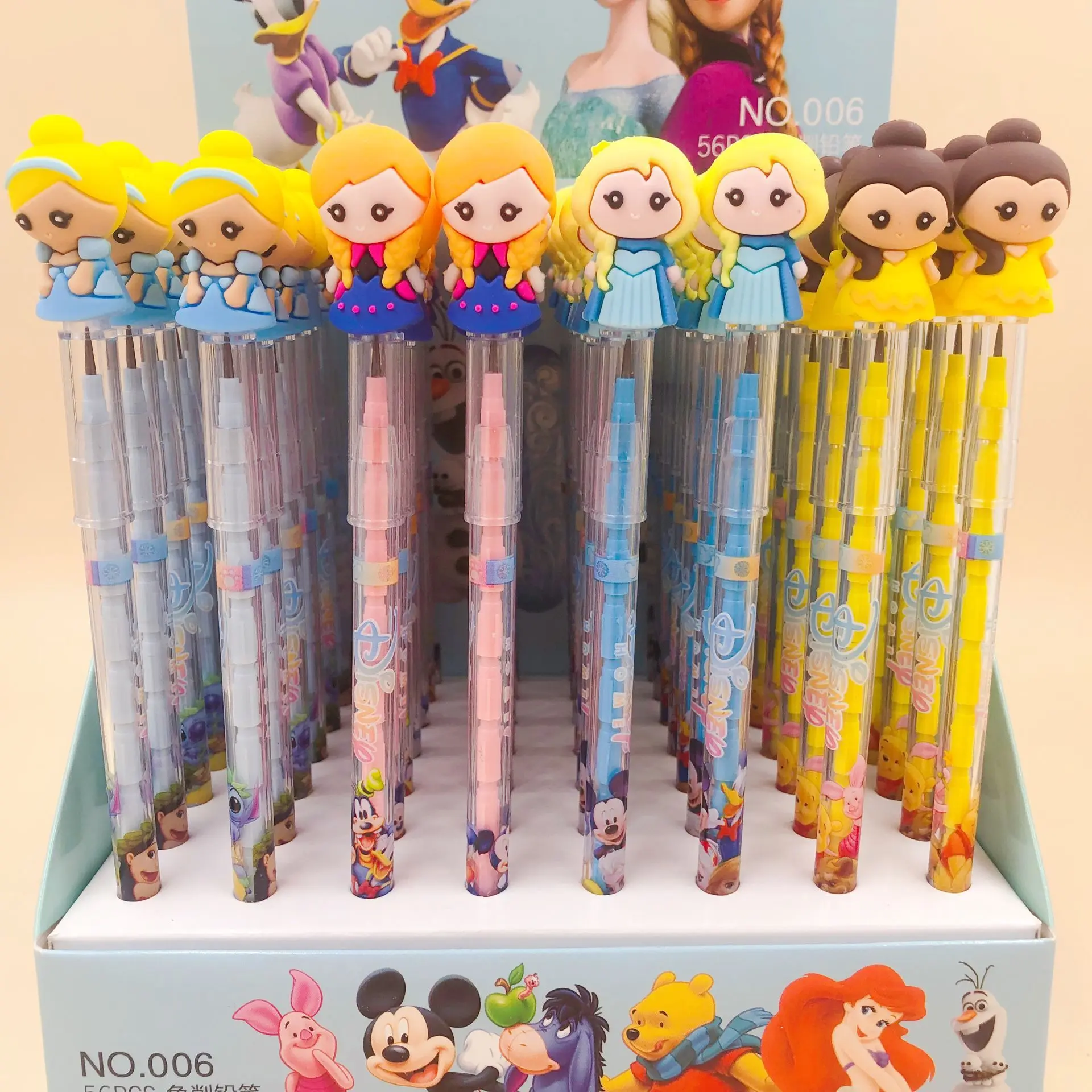 56pcs Disney Frozen Cute Cartoon Pencil Princess Bullet Boys and Girls Writing Painting School Office Gift Prize | Канцтовары для