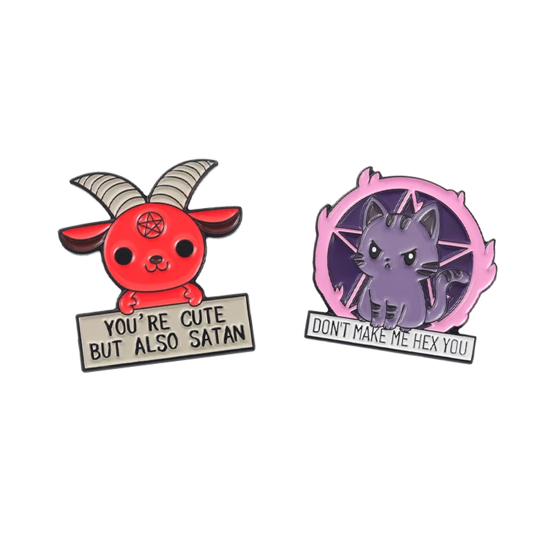 

Satan Goat Enamel Pin Pentagram Occult Cute Demon Devil Goat Pagan Dark Art God Magic Gothic Punk Brooch Gift