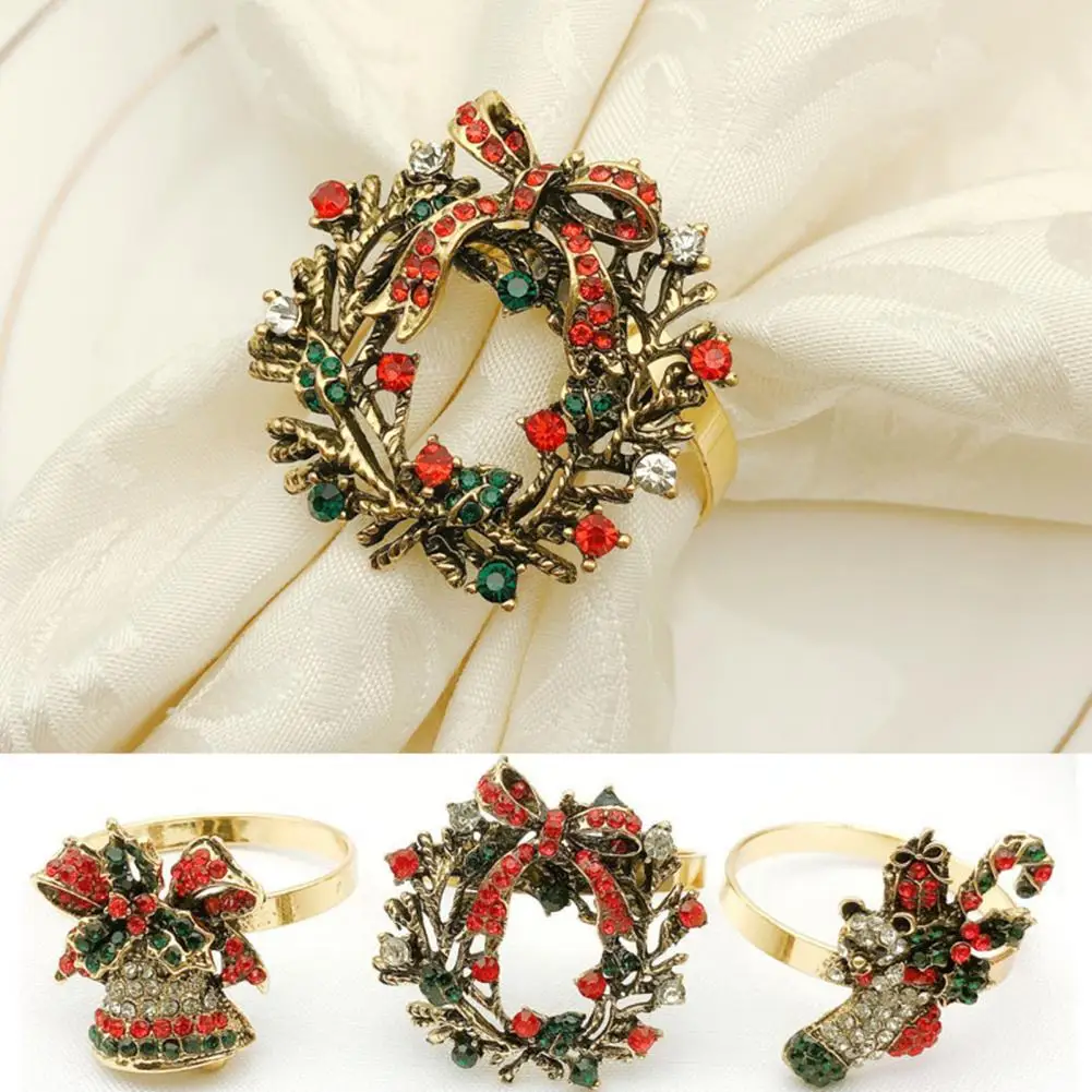 

Safe 6Pcs Multifunctional Alloy Christmas Napkin Ring Eco-Friendly Napkin Rings Stunning for Banquet