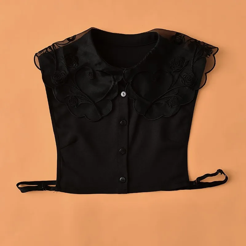 

New 2021 Women's street fashion White False Fake Collar Lolita Jacquard Floral Lace Big Shawl Necklace Short Poncho Capelet Tops