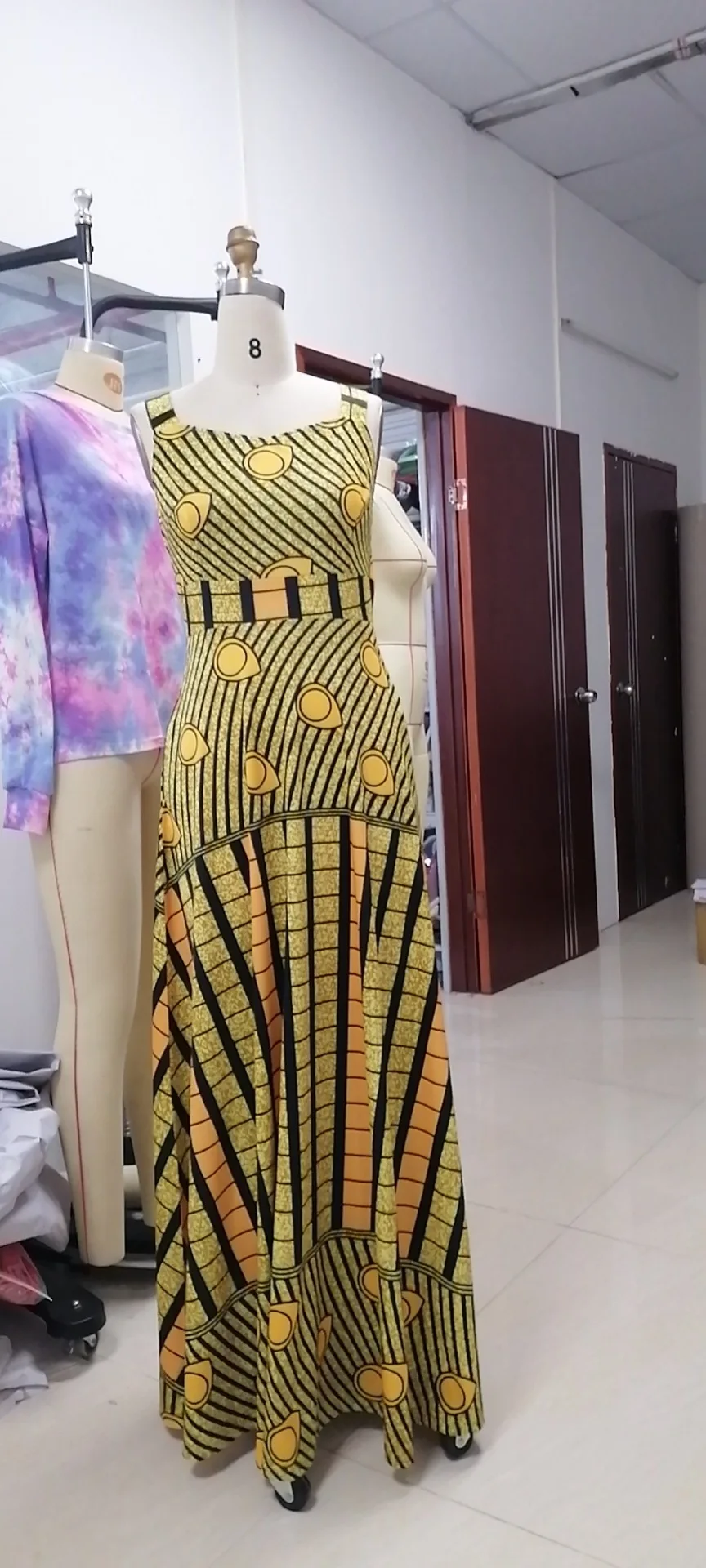 2021 летнее Африканское женское платье без рукавов с принтом из полиэстера длинное