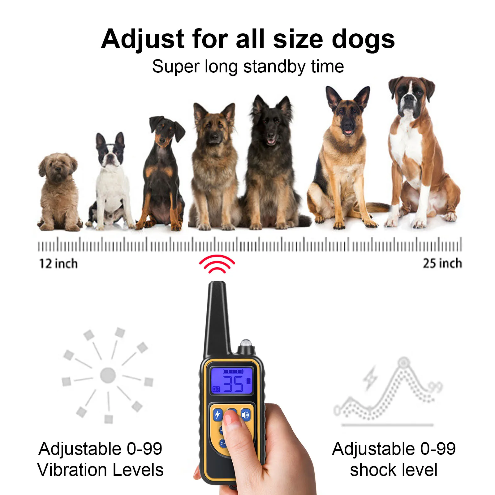 

800m Rechargeable Pet Electric Remote Control With LCD Display Shock Beep Vibration Dog Size For Waterproof Training Collar All