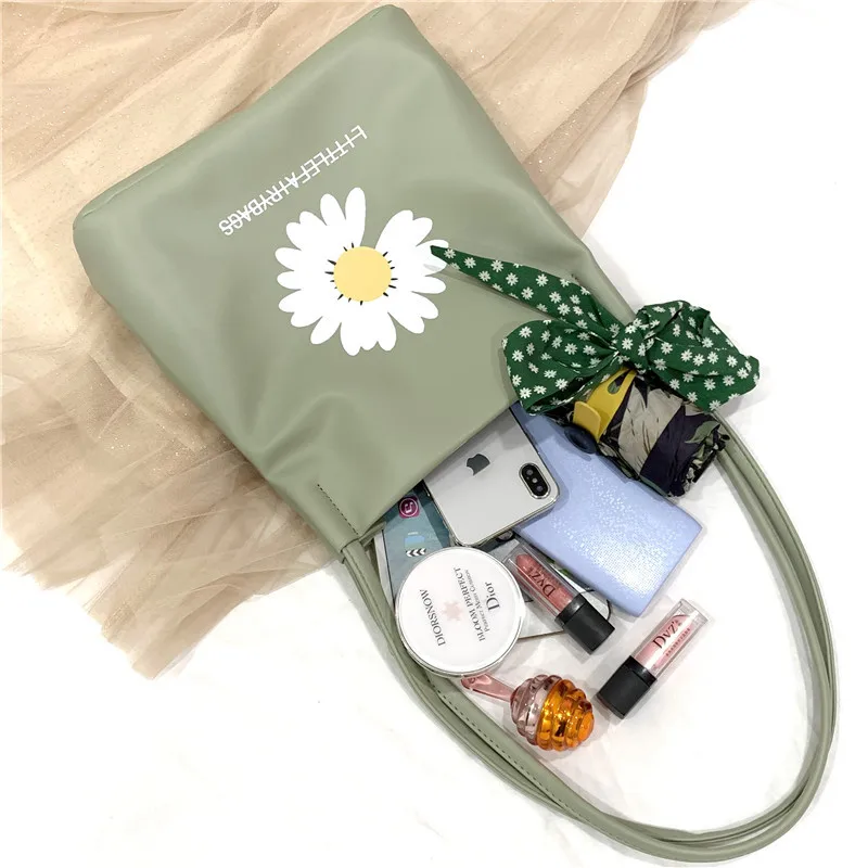 

Women Beautiful Flower Printed Shoulder Bag PU Leather Large Capacity Tote Bags Scarves Bow Handbags For Summer 2021