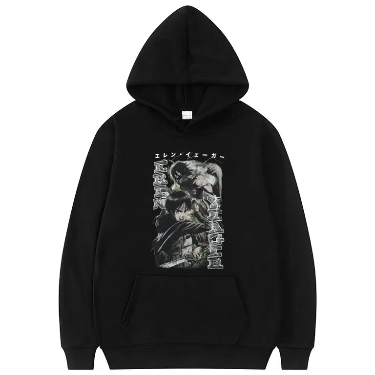 

2021 New Japan Anime Attack on Titan Eren Jaeger Graphic Print Hoodie Fashion Creativity Sweatshirt Unisex Hip Hop Streetwear