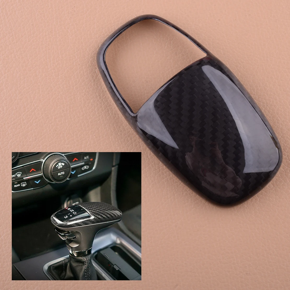 

Углеродного волокна черный Шестерни рукоятка рычага переключения передач крышка головки отделкой подходит для Dodge Challenger, Charger 2015 2016 2017 2018 2019