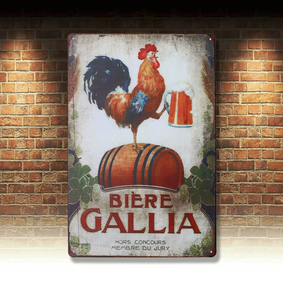 ARTCLUB Веселые цыплята Петух и пиво искусственный постер для кухни бара | Дом сад