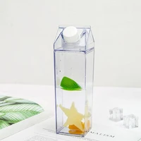 500ml transparent water cup milk box shape food grade plastic drinkware reusable sport water simple drink jar bottle